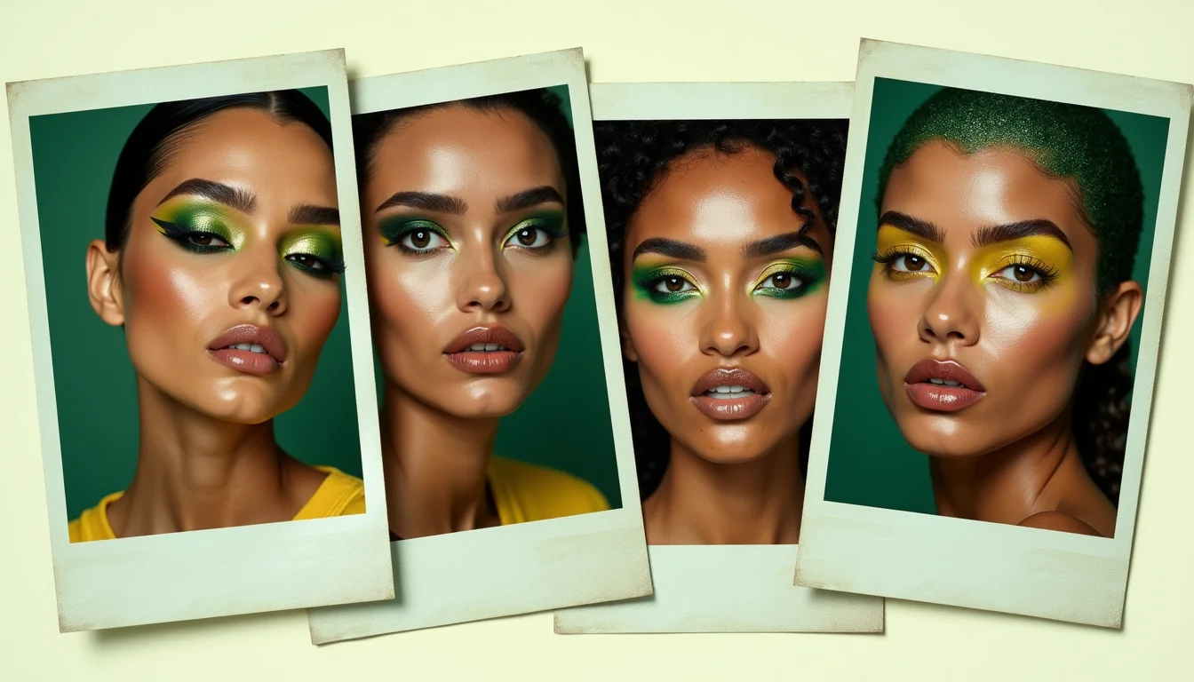 maquiagem vibrante verde e amarelo
