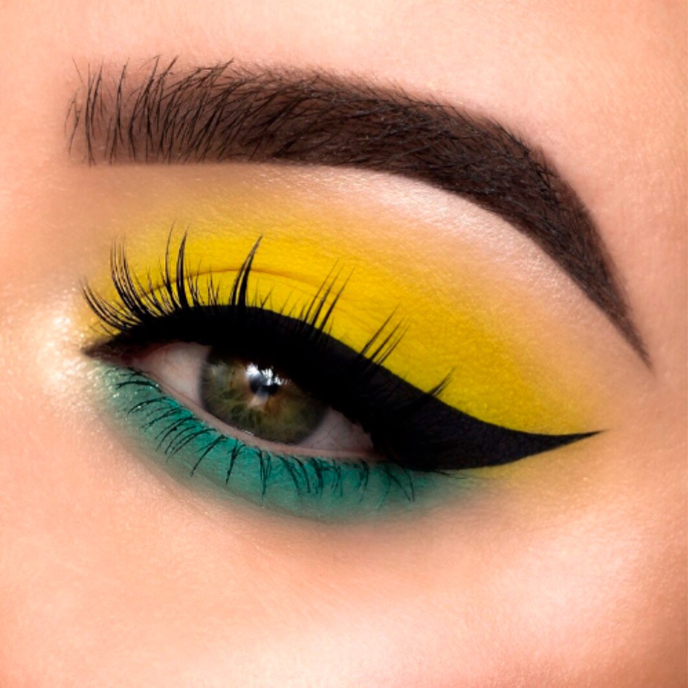 maquiagem vibrante verde e amarelo