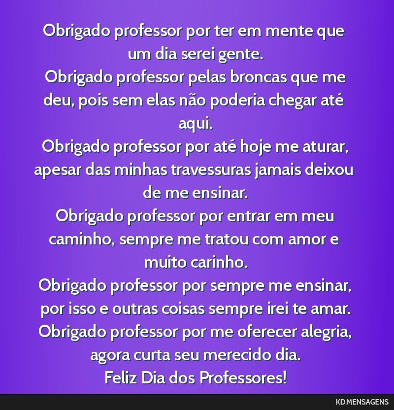 mensagem de agradecimento para professor