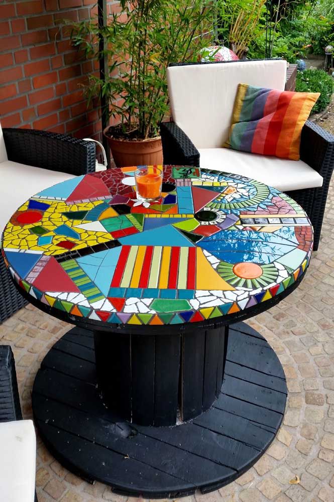 mesa de carretel rústica