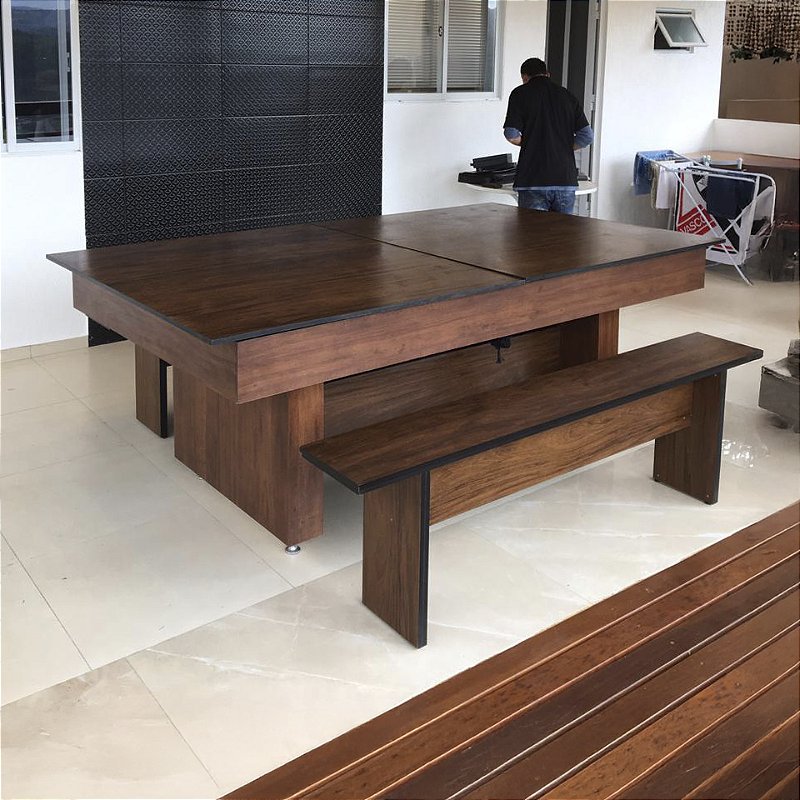 mesa de bilhar com tampo de jantar