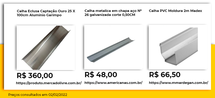 calha semi-círculo