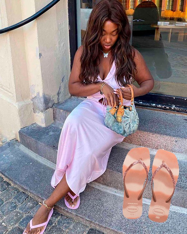 como usar havaianas com vestido