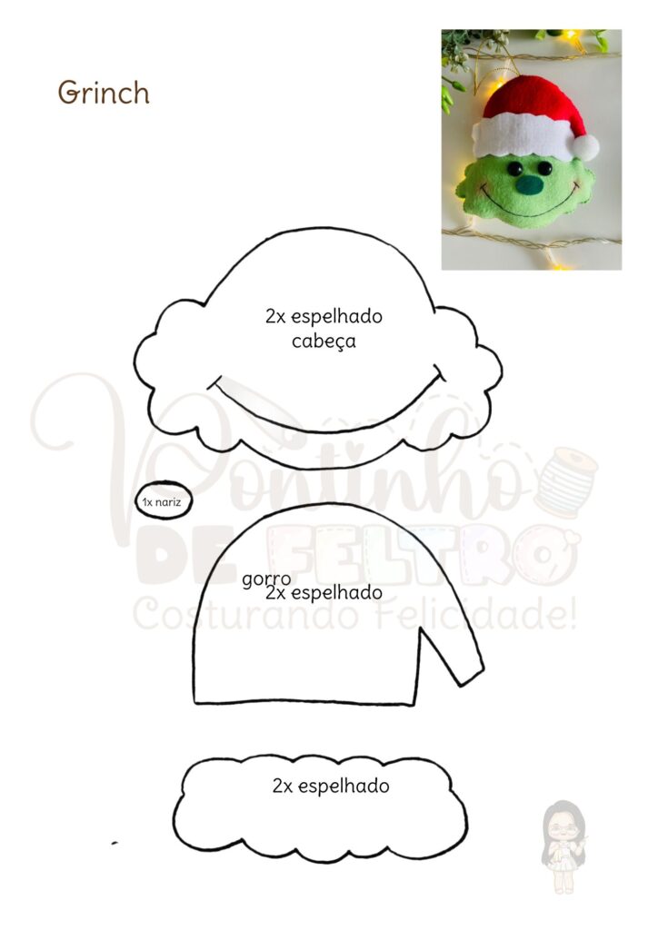 molde Grinch para imprimir grátis