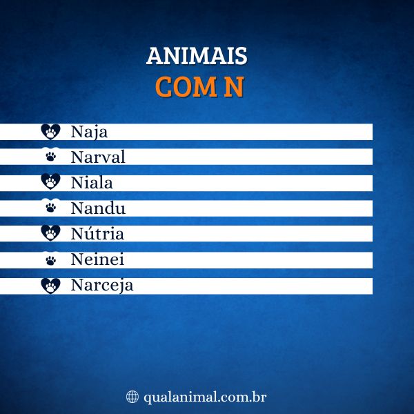 nomes de animais que começam com N
