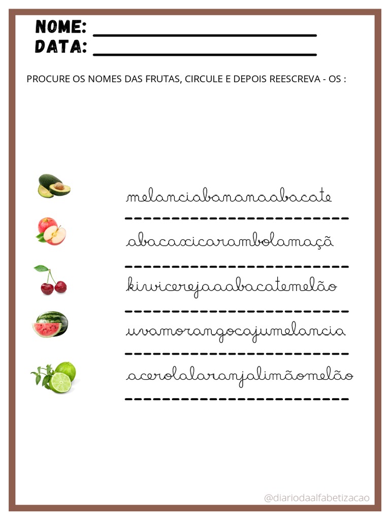 frutas com e nome