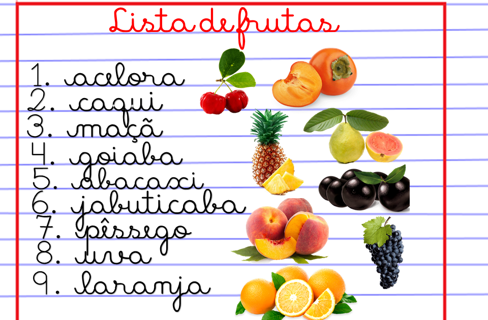 lista de frutas com e