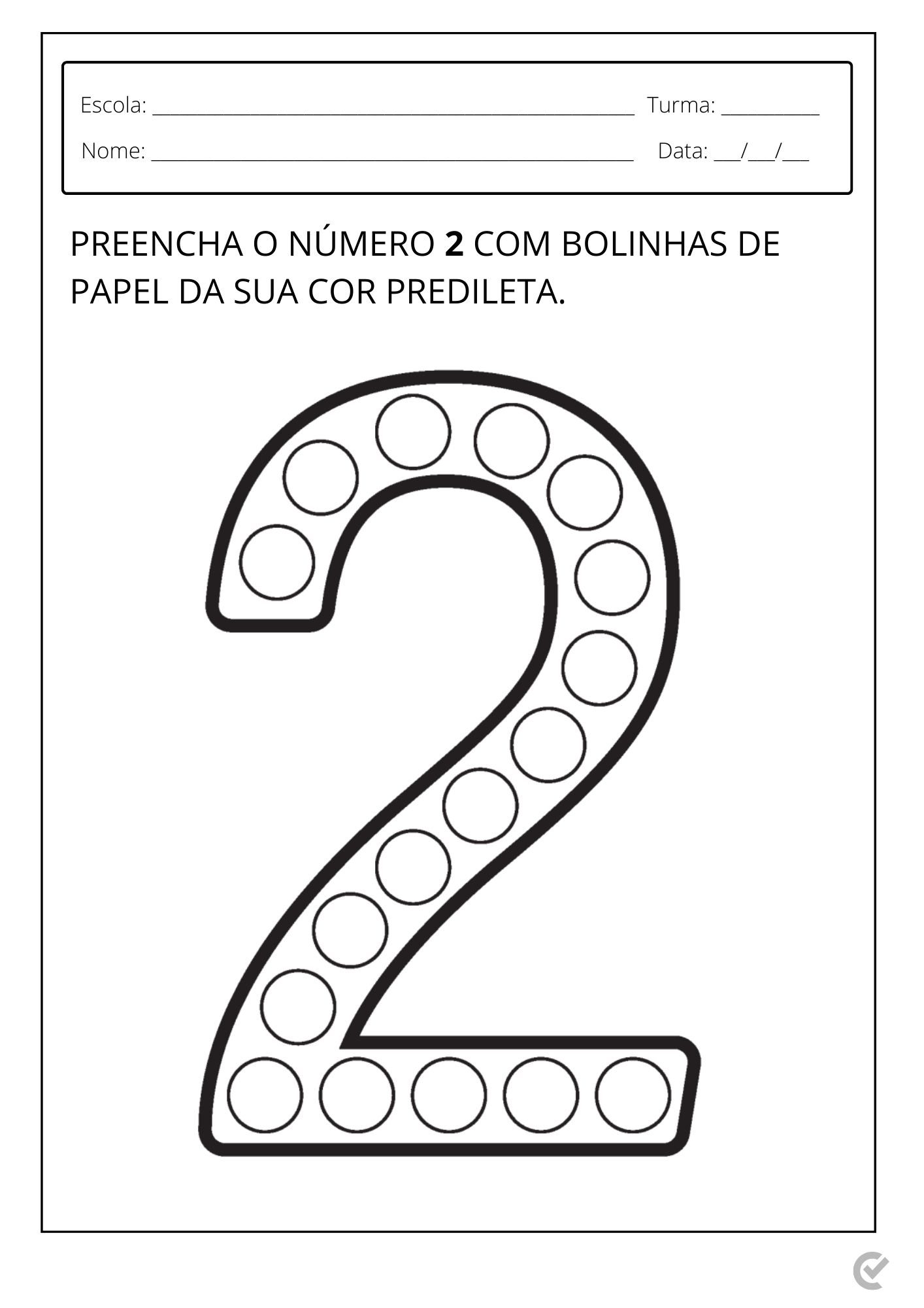 número 2 para colorir e imprimir