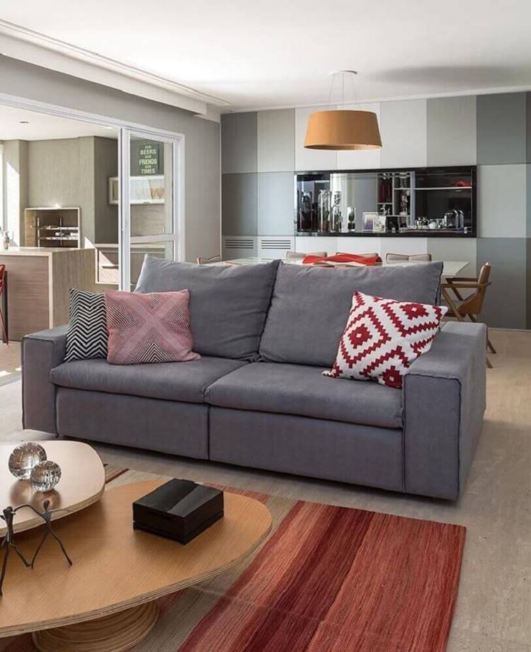 estilo industrial sofá cinza