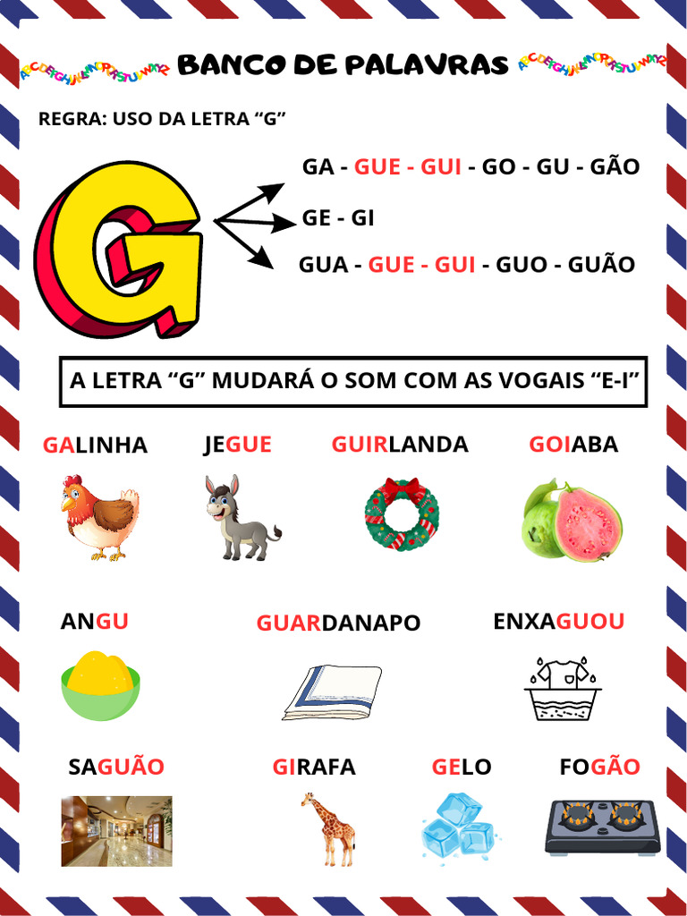 lista de palavras com gi