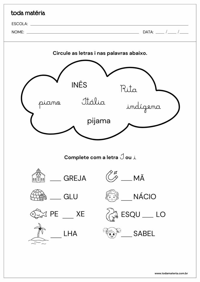 palavras com i e suas classificações