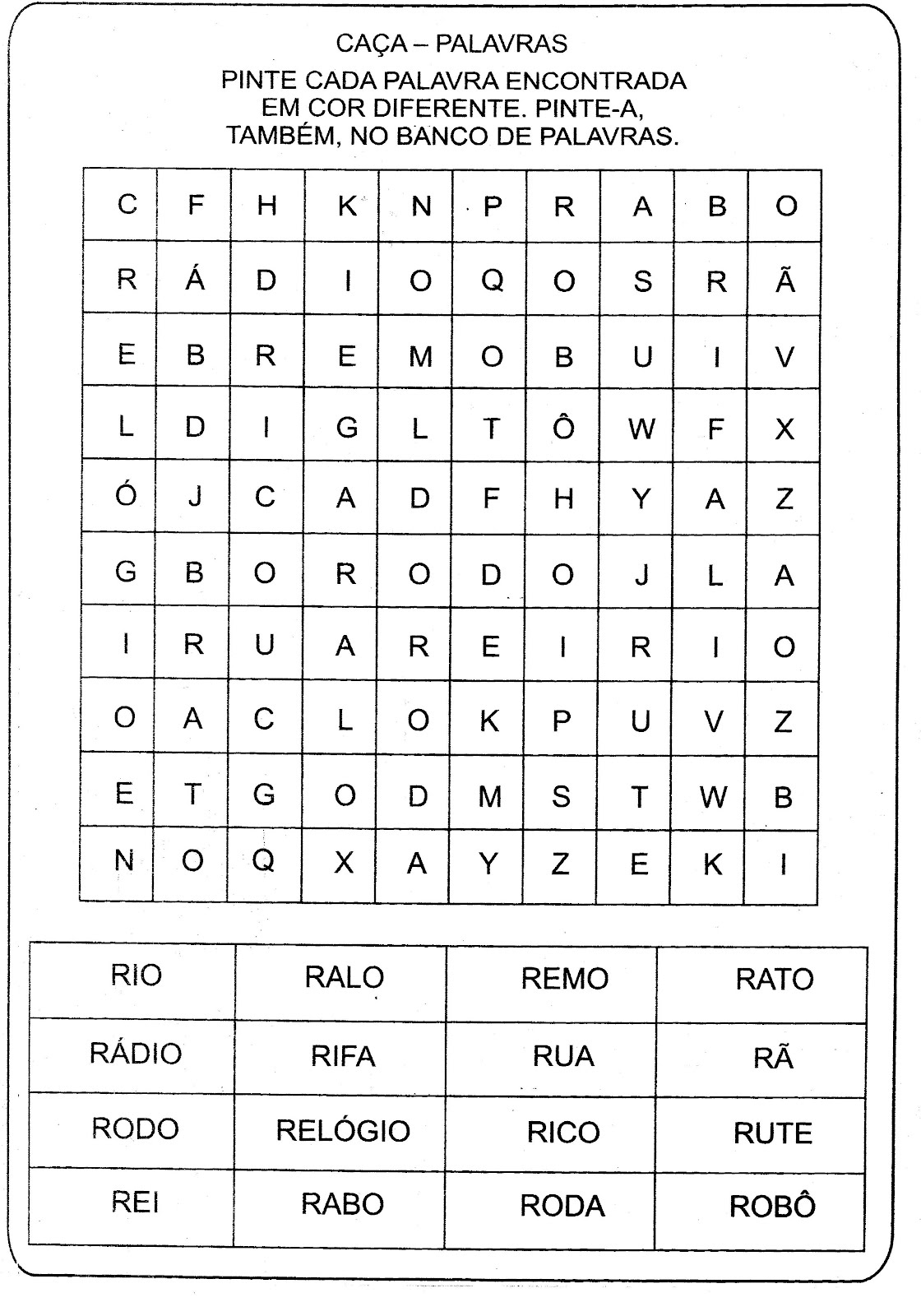 palavras com r no meio