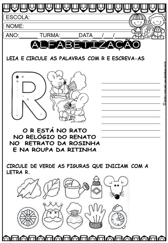frases com palavras simples r