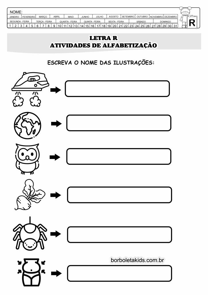 vocabulário com r