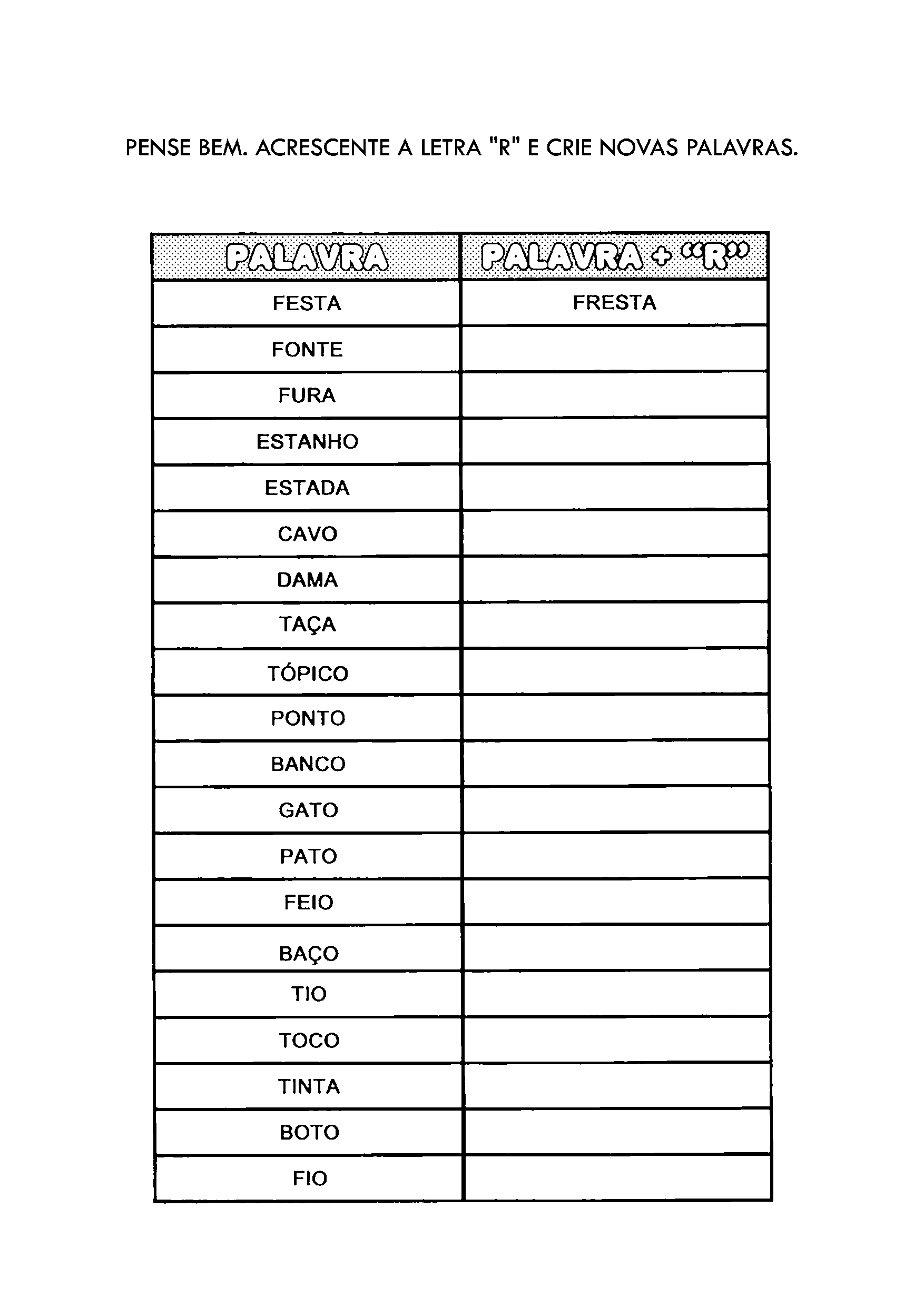 frases com palavras simples r