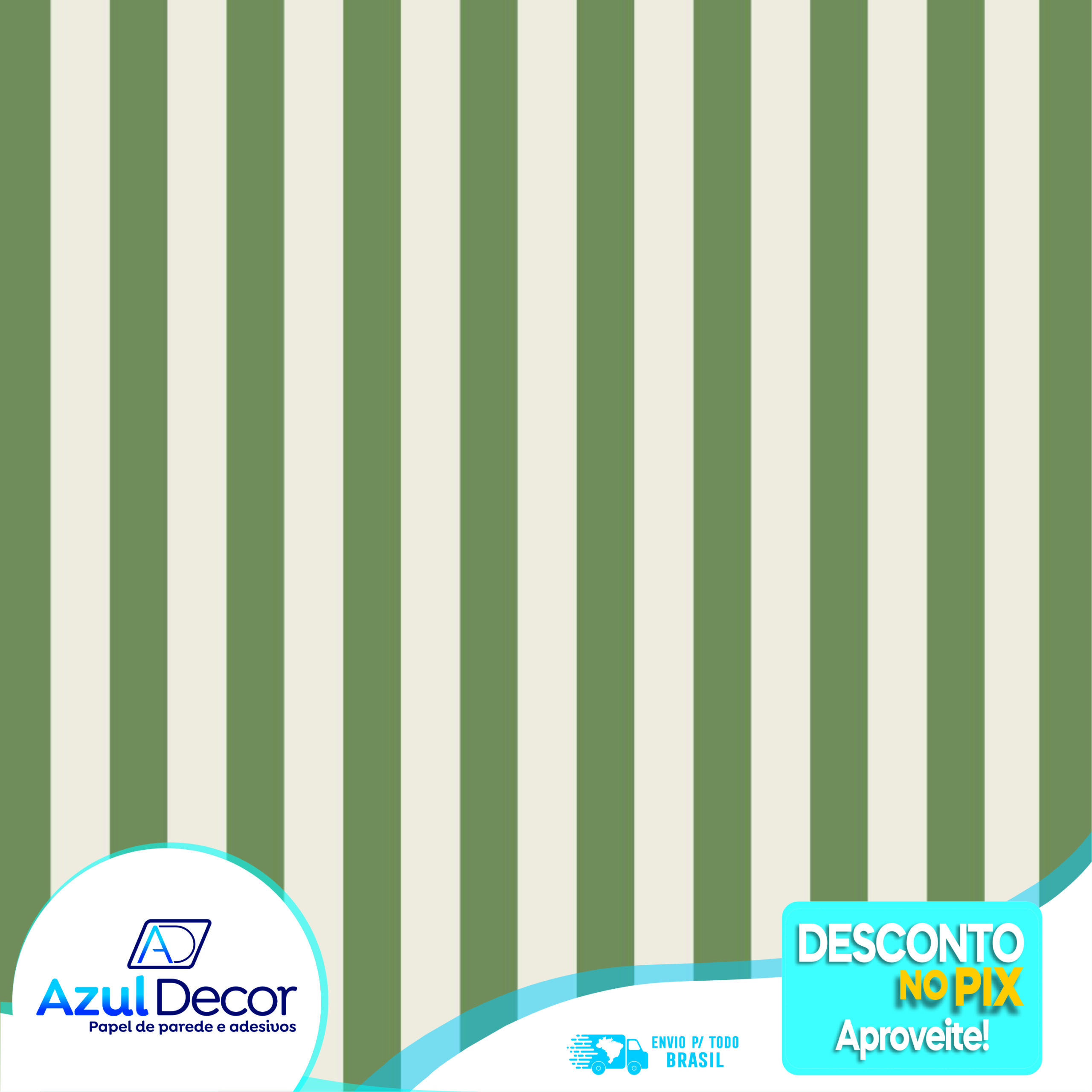 papel de parede listrado verde para quarto