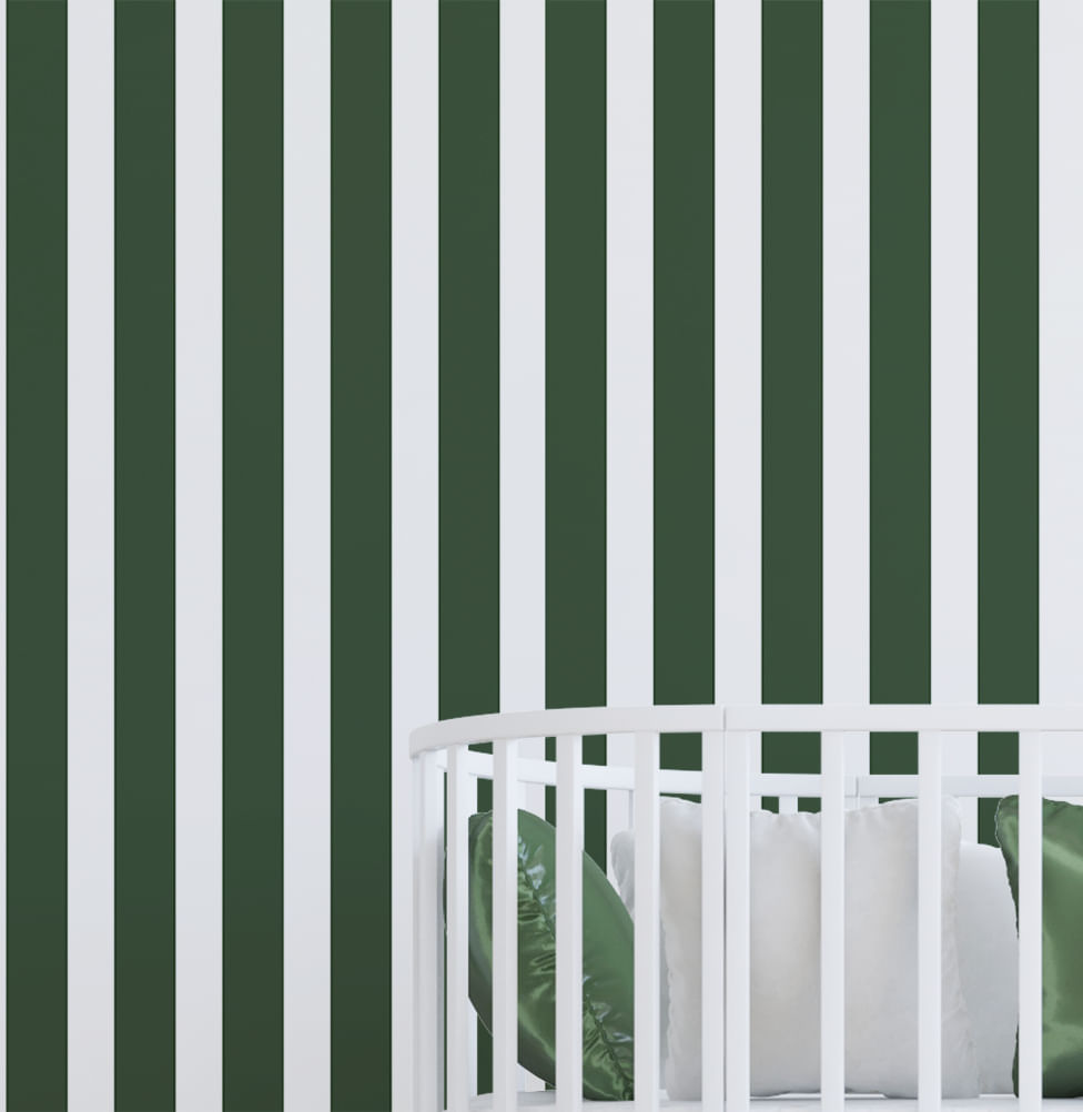 papel de parede listrado verde para banheiro