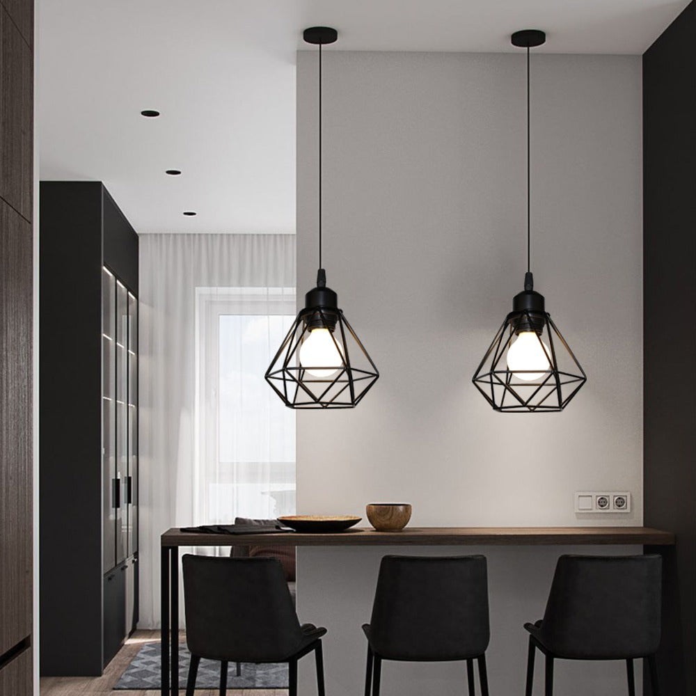 altura pendente aramado preto mesa de jantar