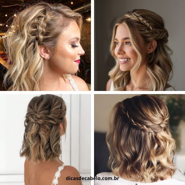 penteado cabelo solto com acessórios