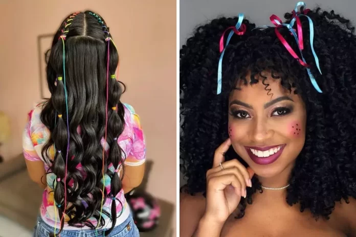 penteado junino para cabelo ondulado