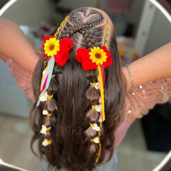 penteado junino com cabelo solto