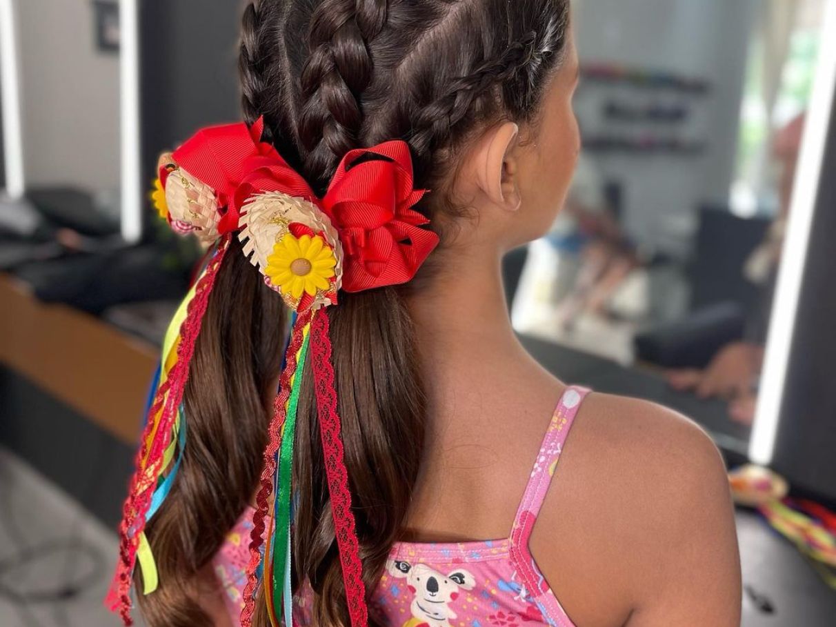 penteado junino infantil simples 1