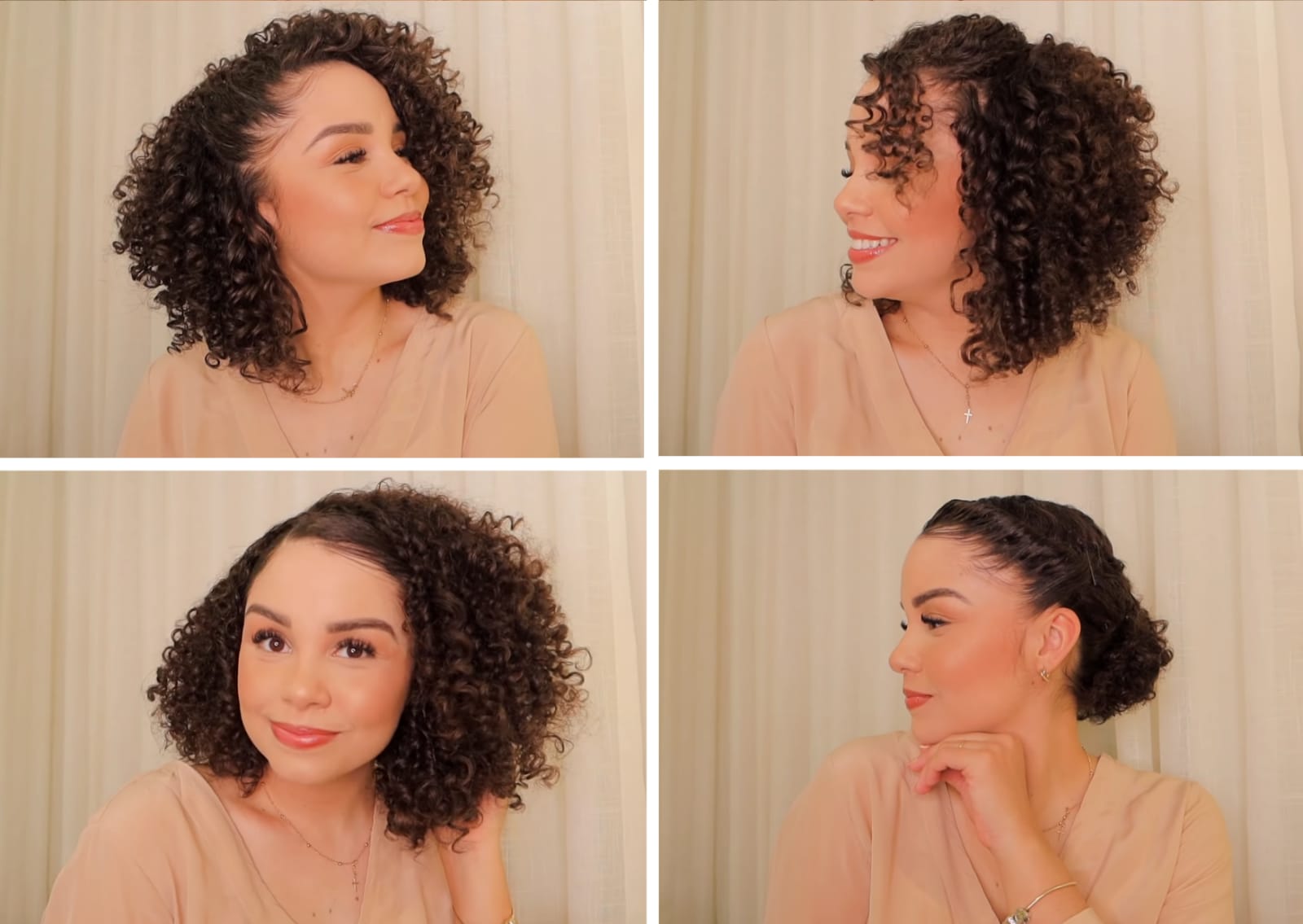 penteado cacheado curto simples