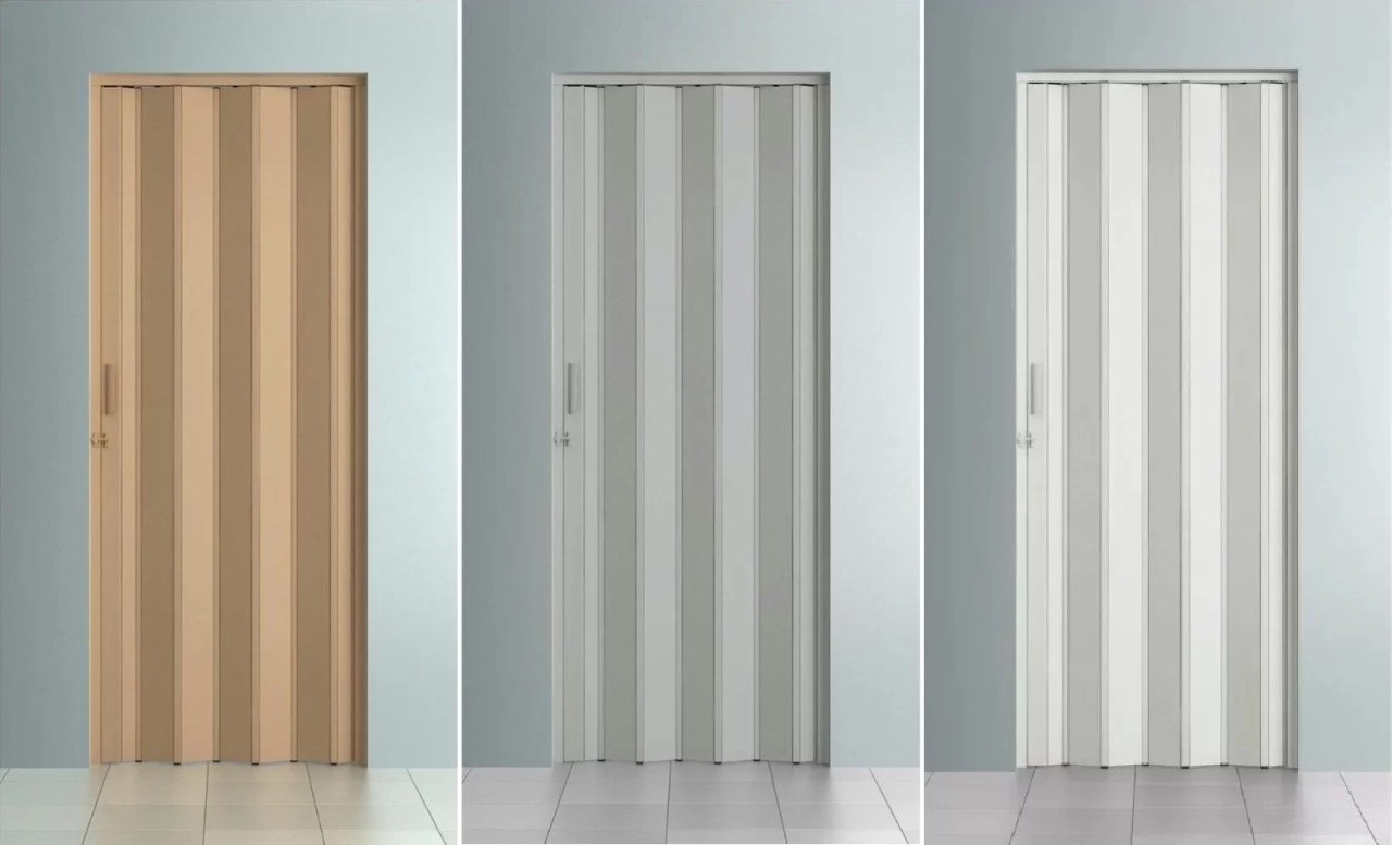 Portas sanfonadas em cores contemporâneas (preto, grafite, amadeirado)
