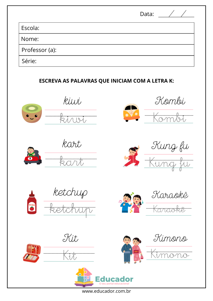 palavras com k