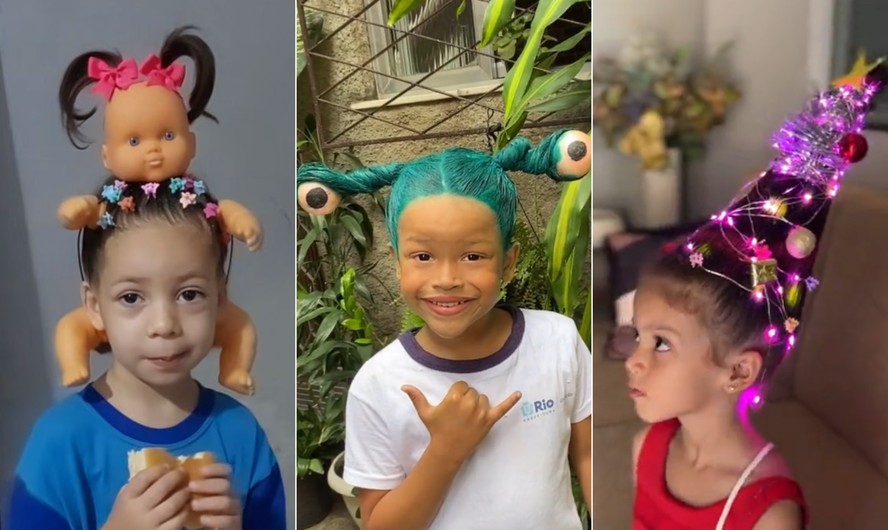 cabelo maluco com objetos