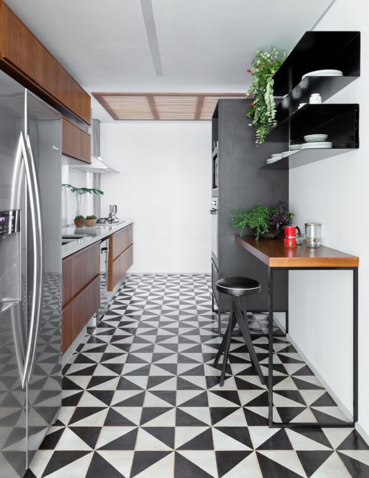 revestimento preto e branco sala