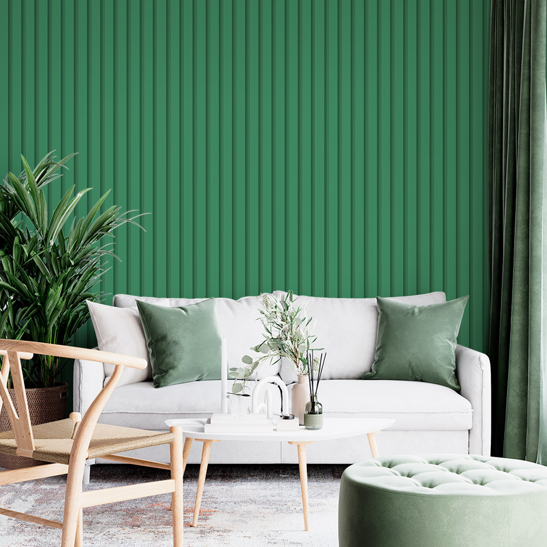 papel de parede ripado verde