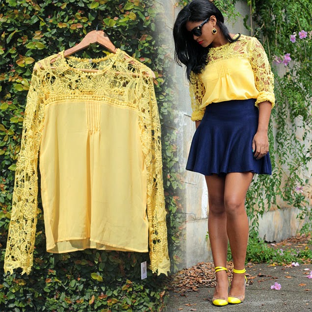 saia amarela e blusa branca looks