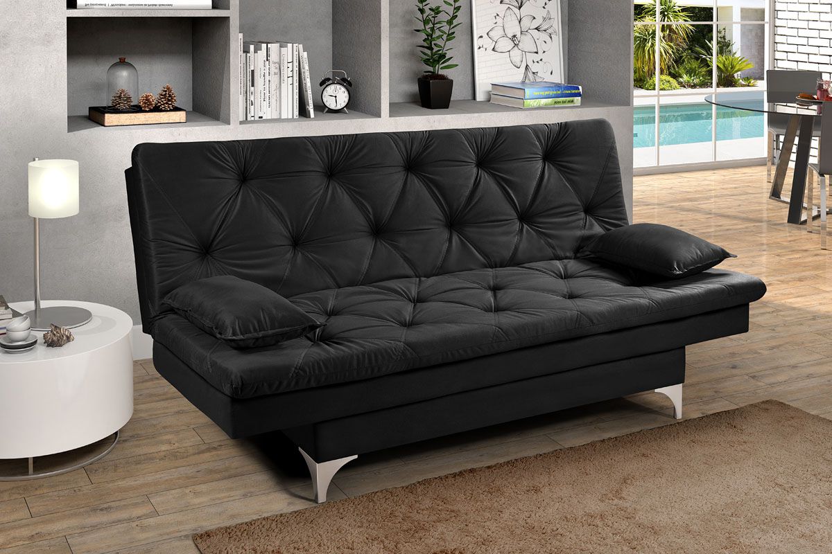 sofá cama preto barato