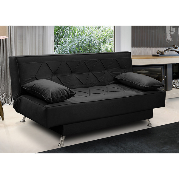 sofá cama preto retrátil