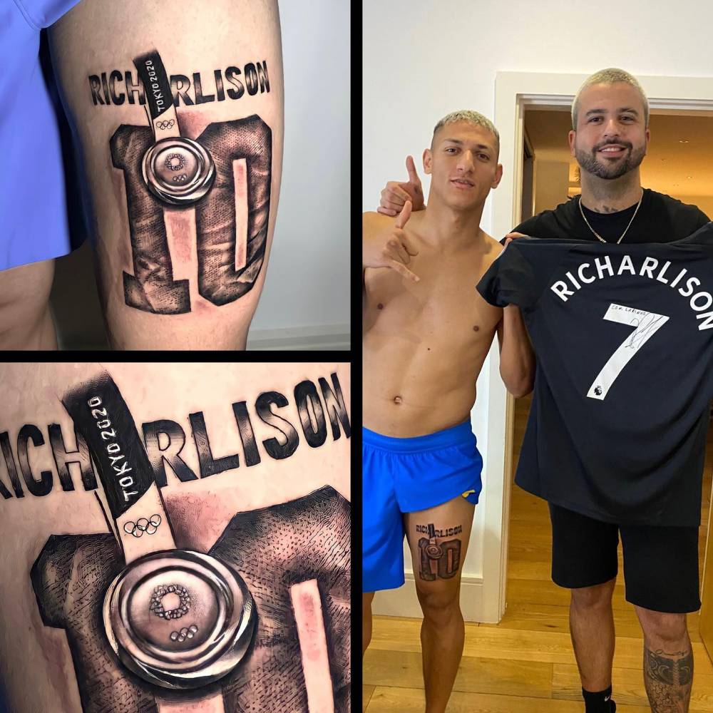 tatuagem lettering coxa masculina