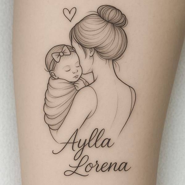 tatuagem com nomes filhos balanço