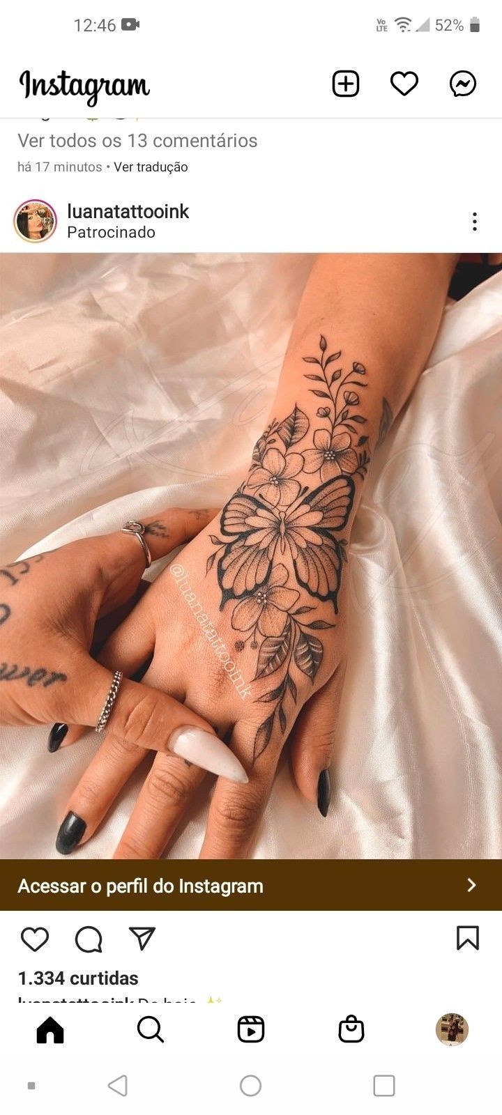 tatuagem feminina no dorso da mão