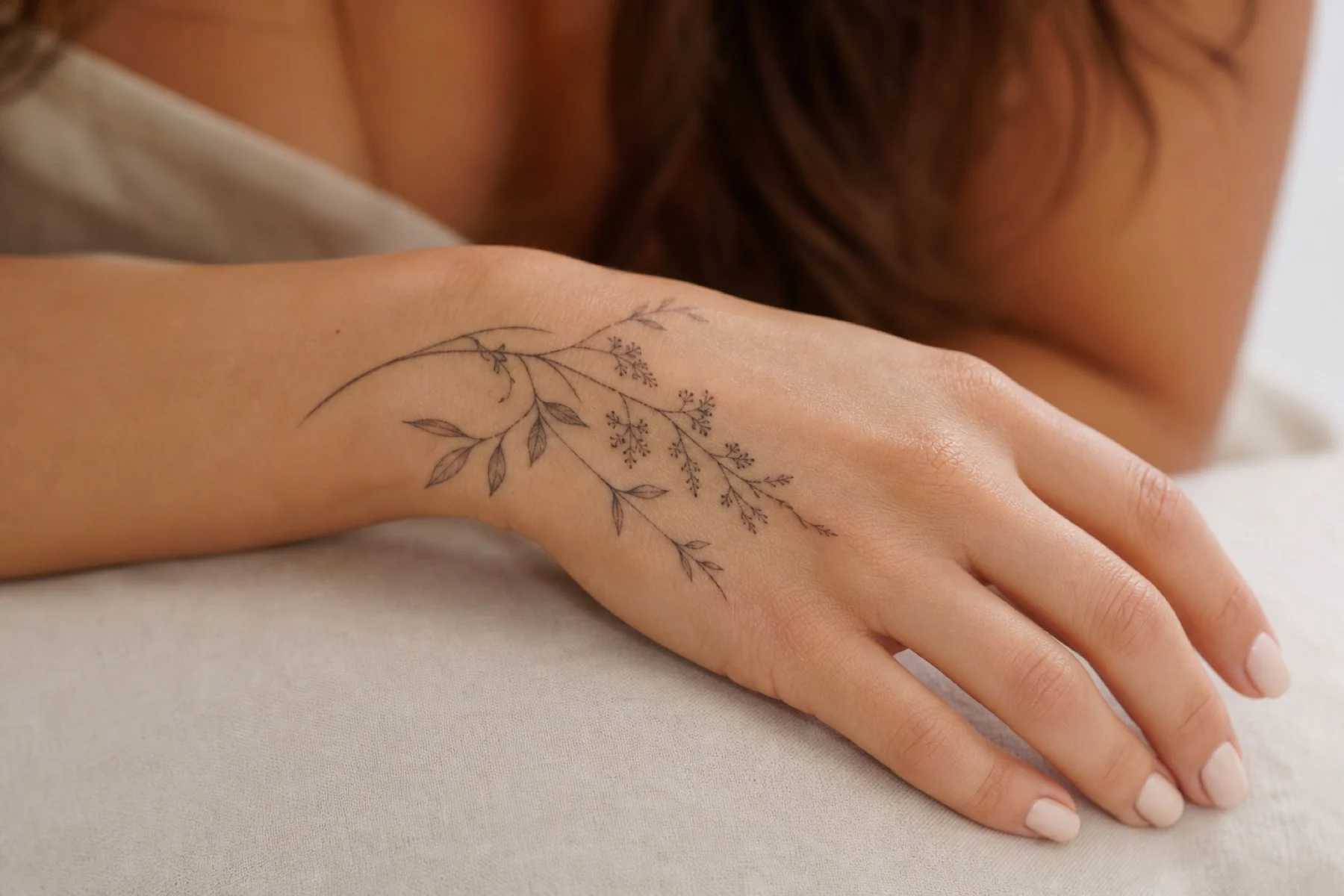 tatuagem de lua na mão feminina
