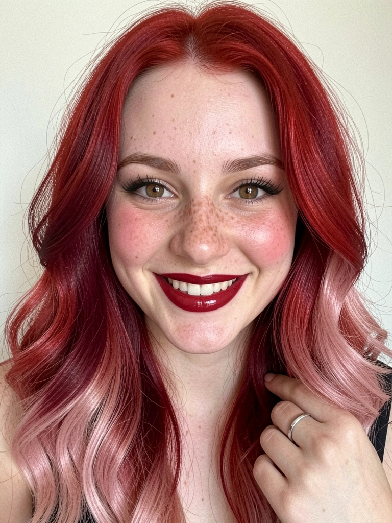 Colagem com mechas de cabelo em diferentes tonalidades de ruivo, do acobreado ao avermelhado intenso.