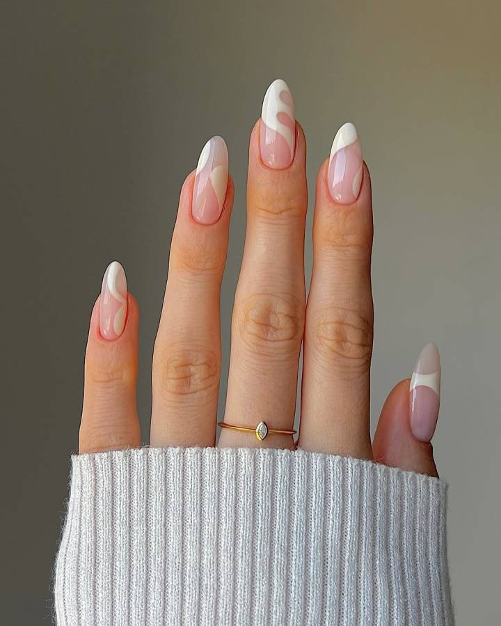 unha almond branca gel