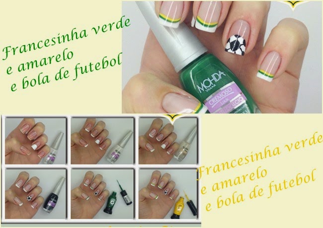 unha decorada com glitter verde e amarelo