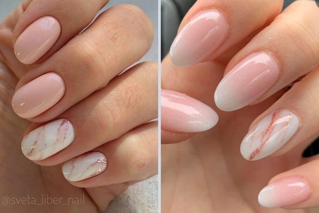 unhas em gel com brilho