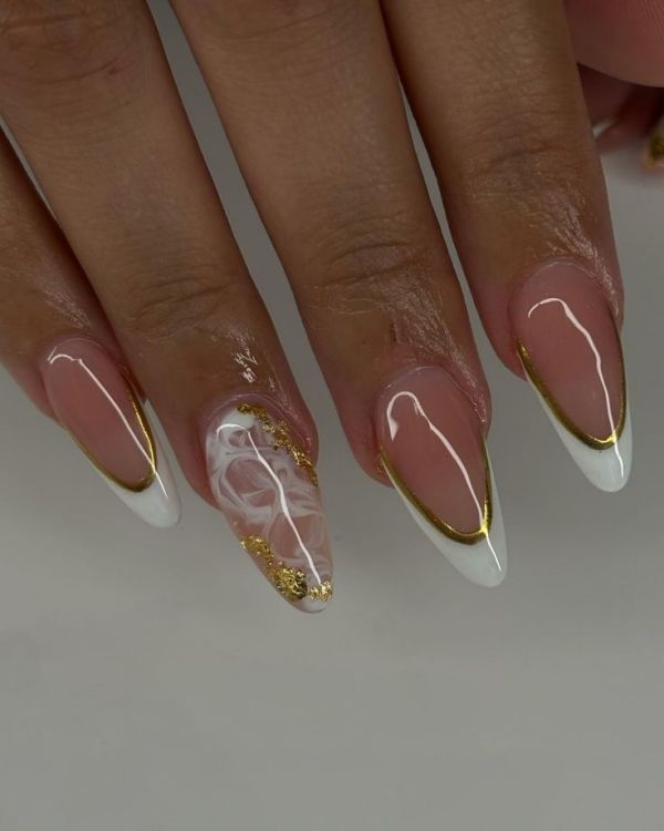 unhas amendoadas decoradas simples