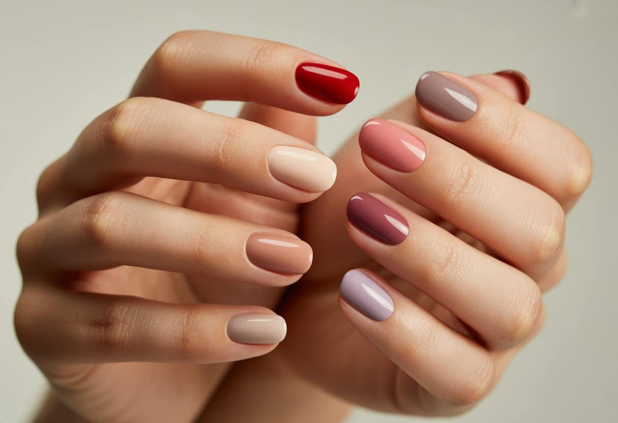 unhas curtas cores elegantes