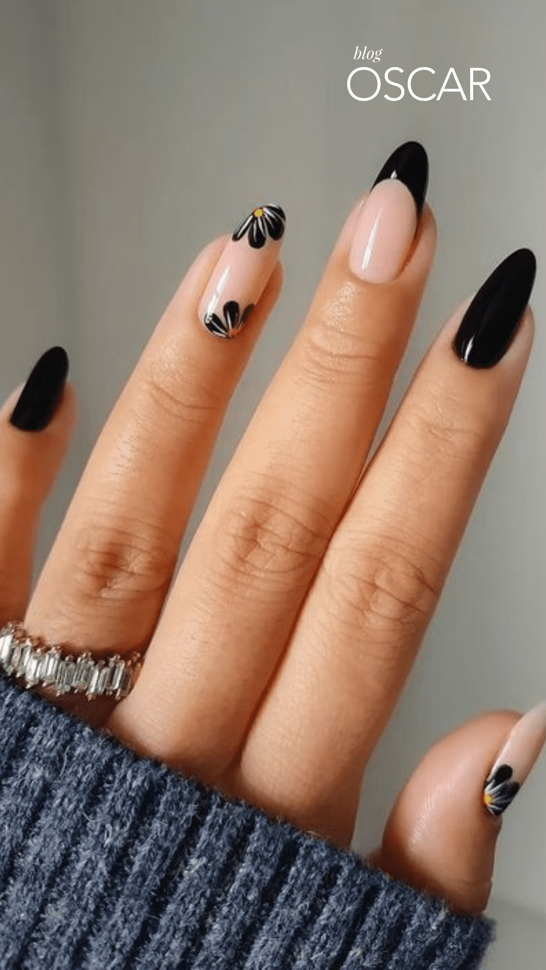 Unhas pretas decoradas em gel