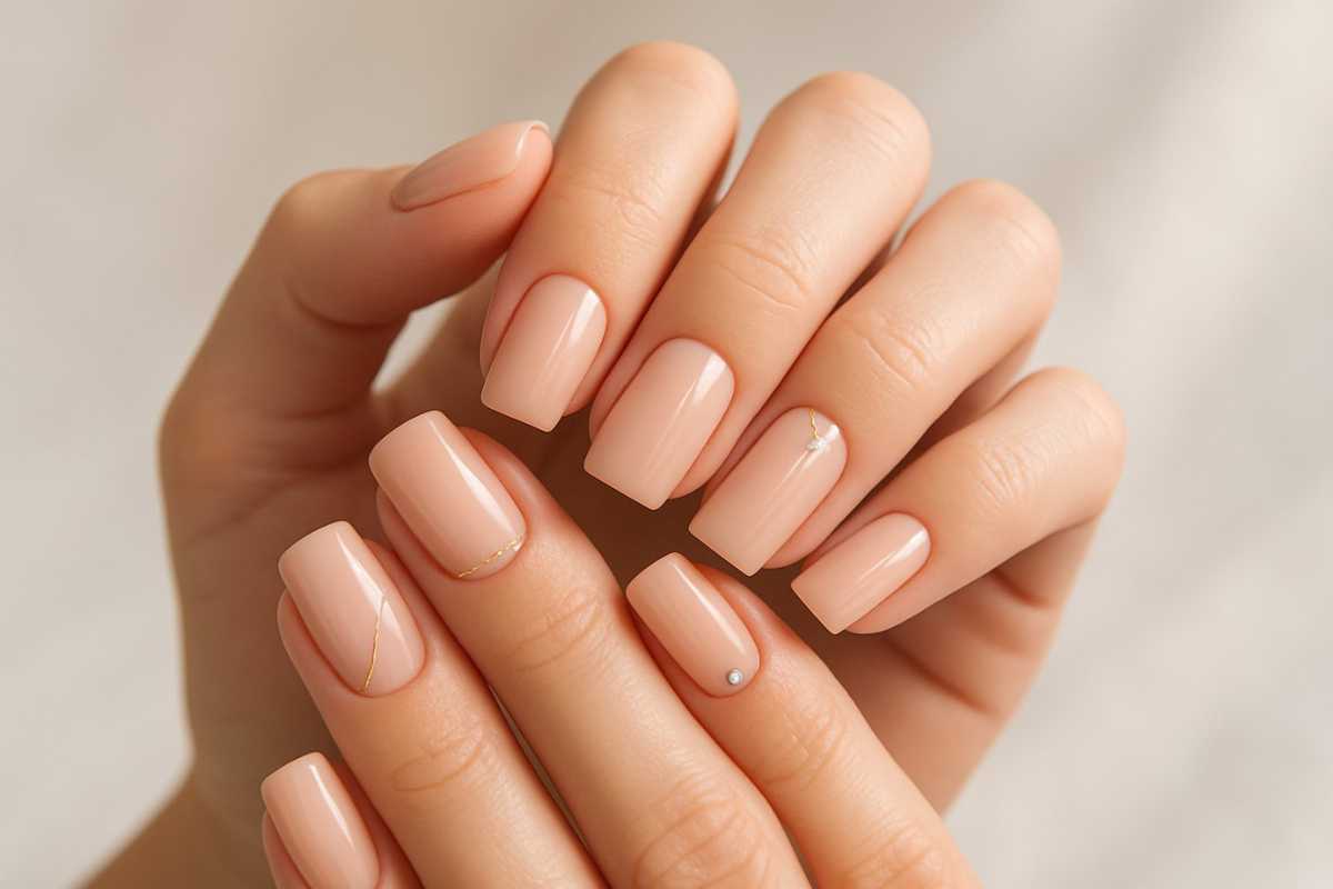unhas quadradas e delicadas