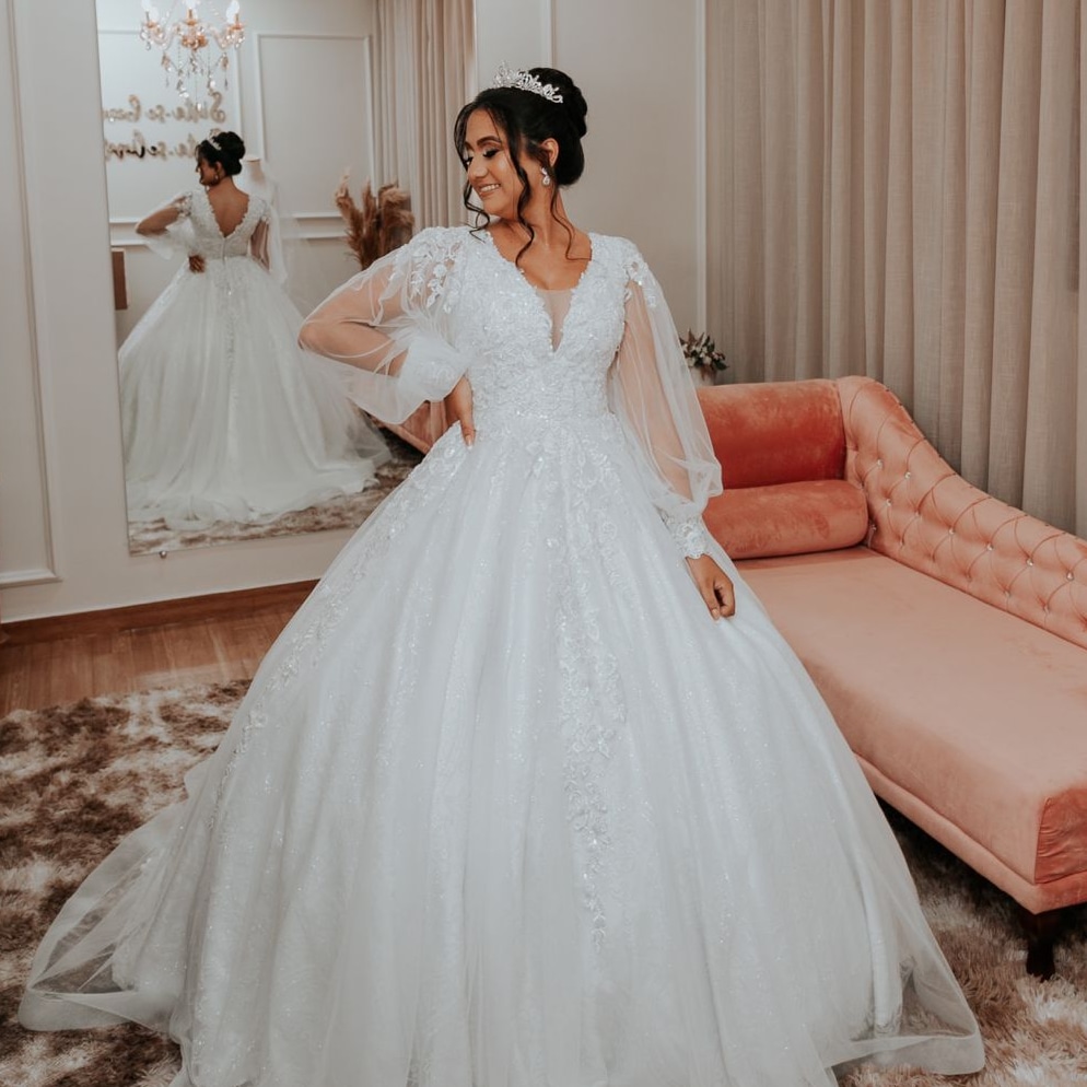 vestido de noiva com manga curta