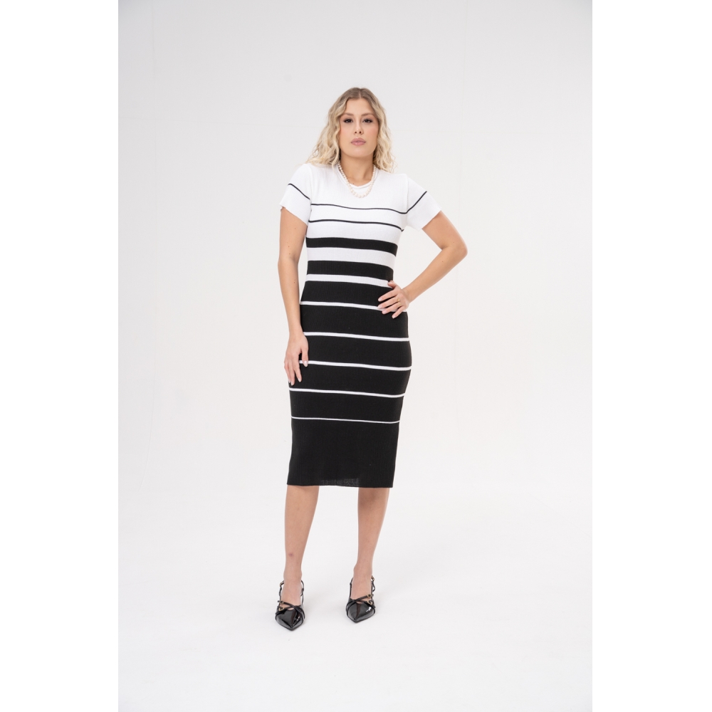 vestido listrado trabalho