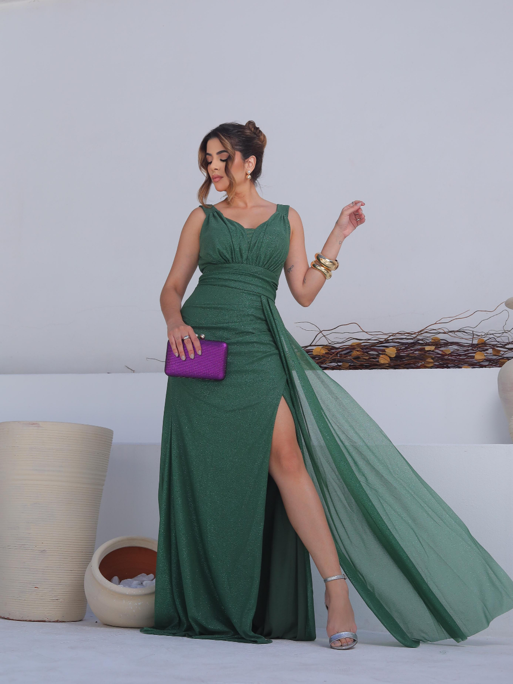 vestido madrinha casamento civil verde